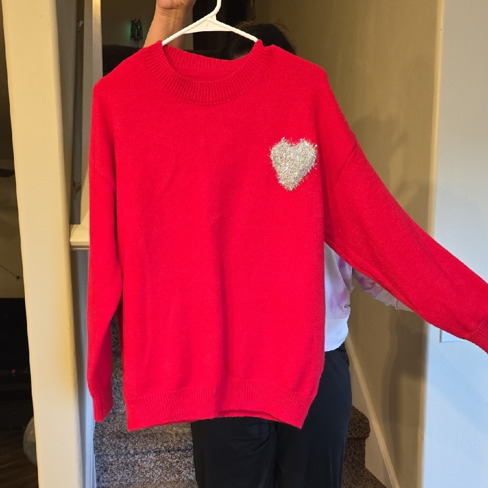 Red Sweater with Heart Detail